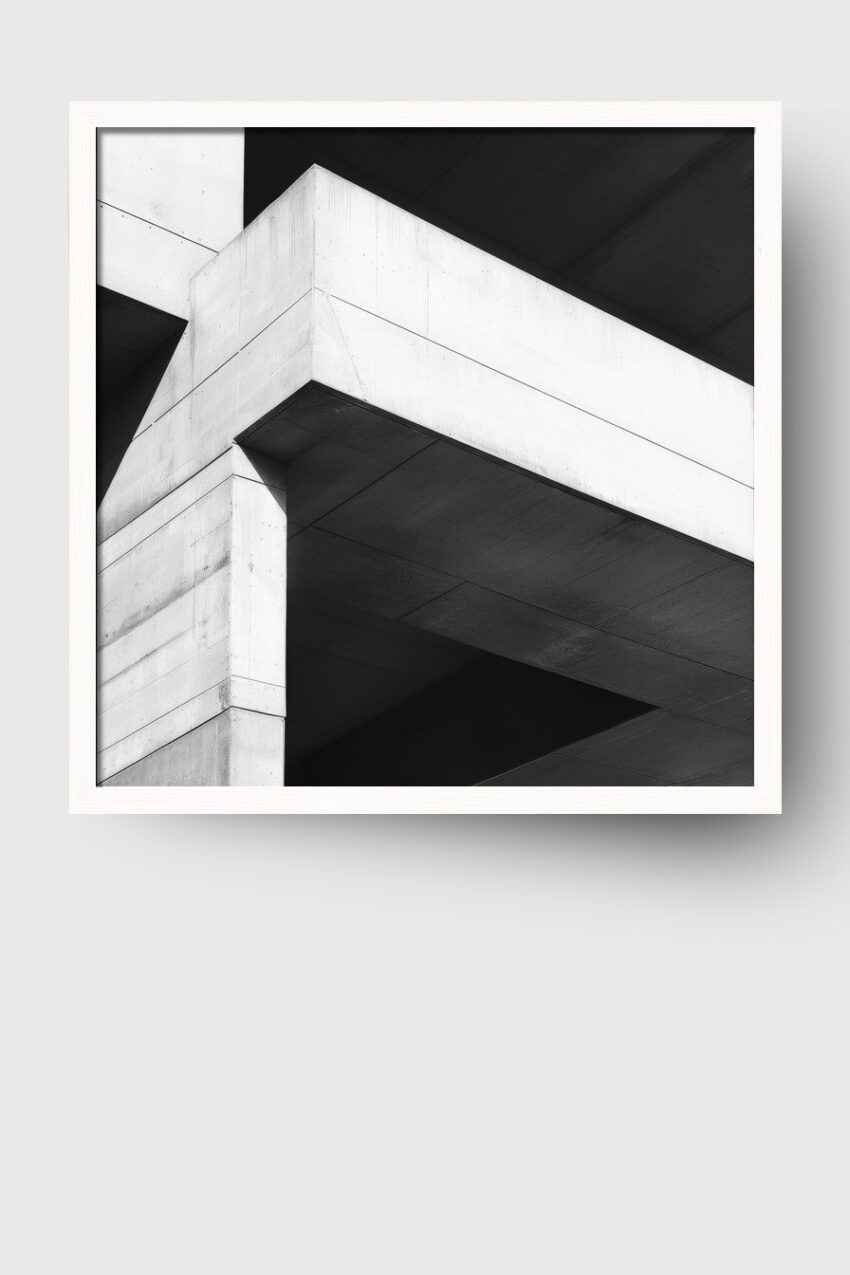 Fotografie Poster Betonbrücke schwarz-weiß minimalistisch