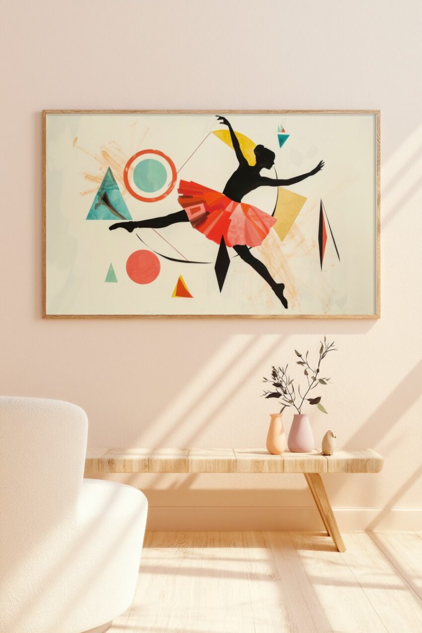 Illustration Poster Tänzerin Rock rot schwarz dynamisch