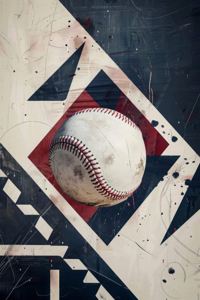 Fotografie Poster Baseball Naht weiß rot grau