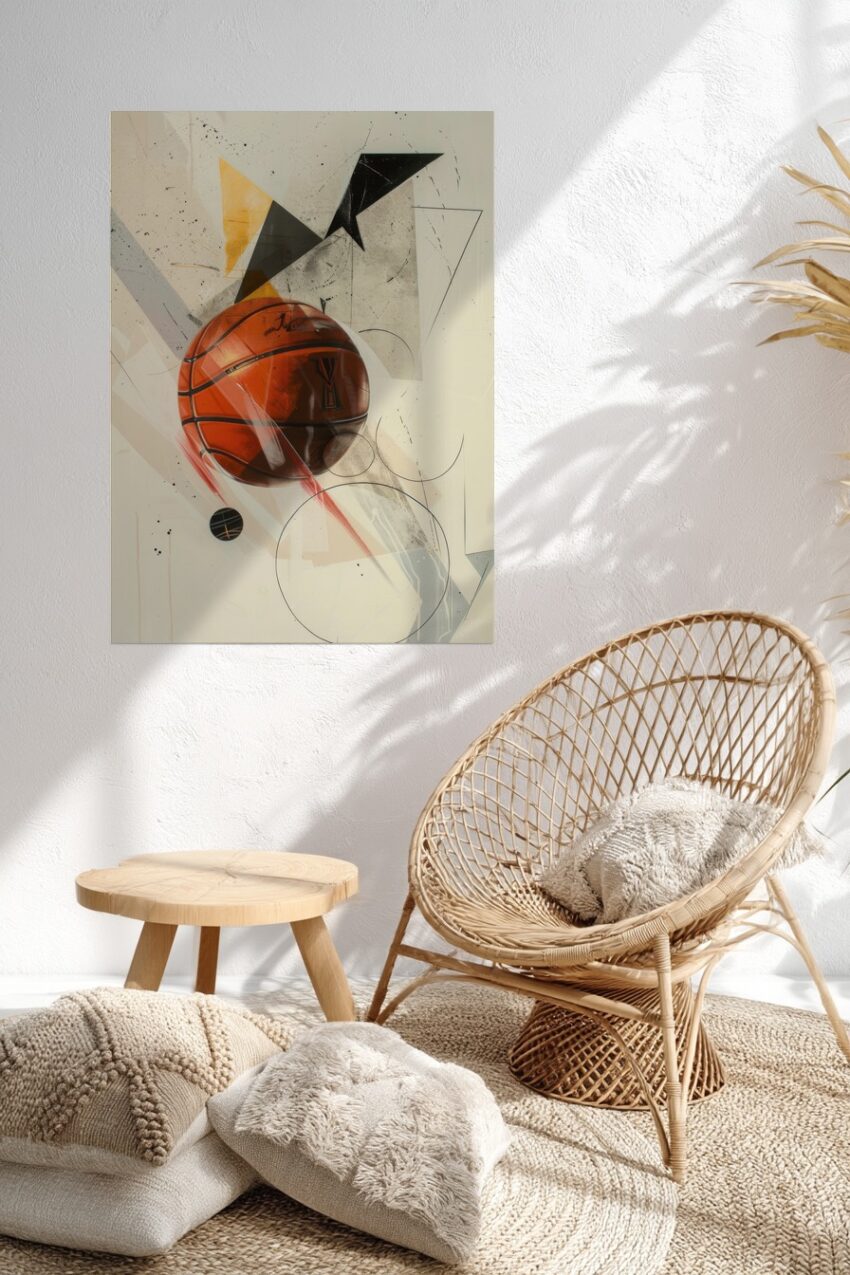 Digitale Kunst Poster Basketball dynamisch orange schwarz