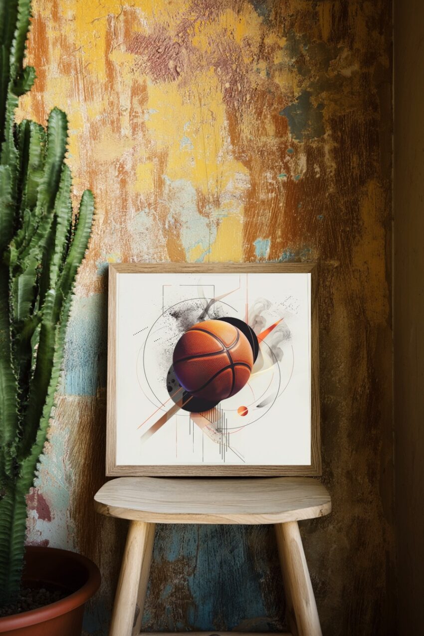 Digitale Kunst Poster Basketball realistisch orangeschwarz