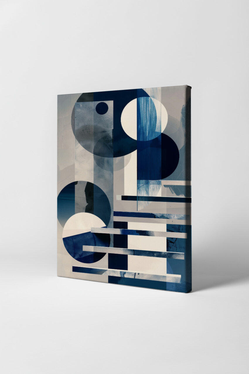 Grafikdesign Poster Kreis geometrisch blau weiß abstrakt