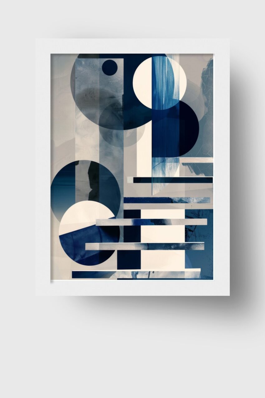 Grafikdesign Poster Kreis geometrisch blau weiß abstrakt