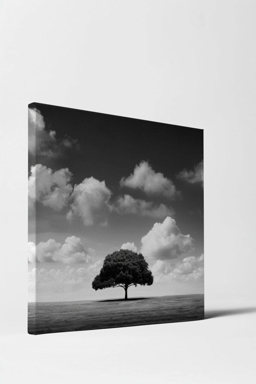 Fotografie Poster Baum Einzelstück schwarz-weiß minimalistisch