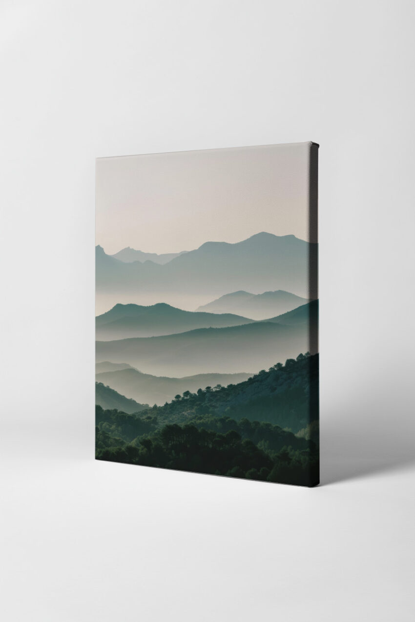 Fotografie Poster Bergkette Nebel grau grün ruhig