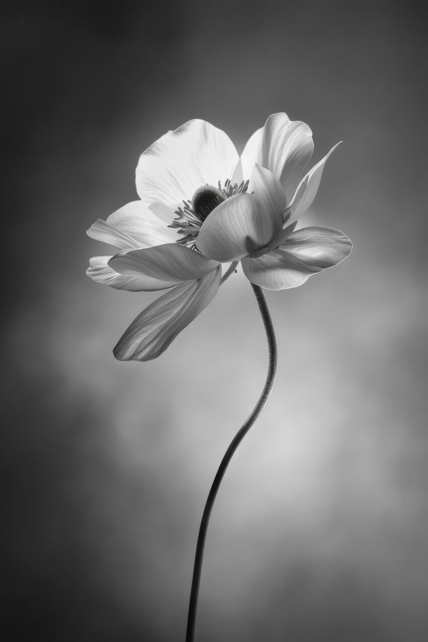 Fotografie Poster Anemone schwarz-weiß minimalistisch
