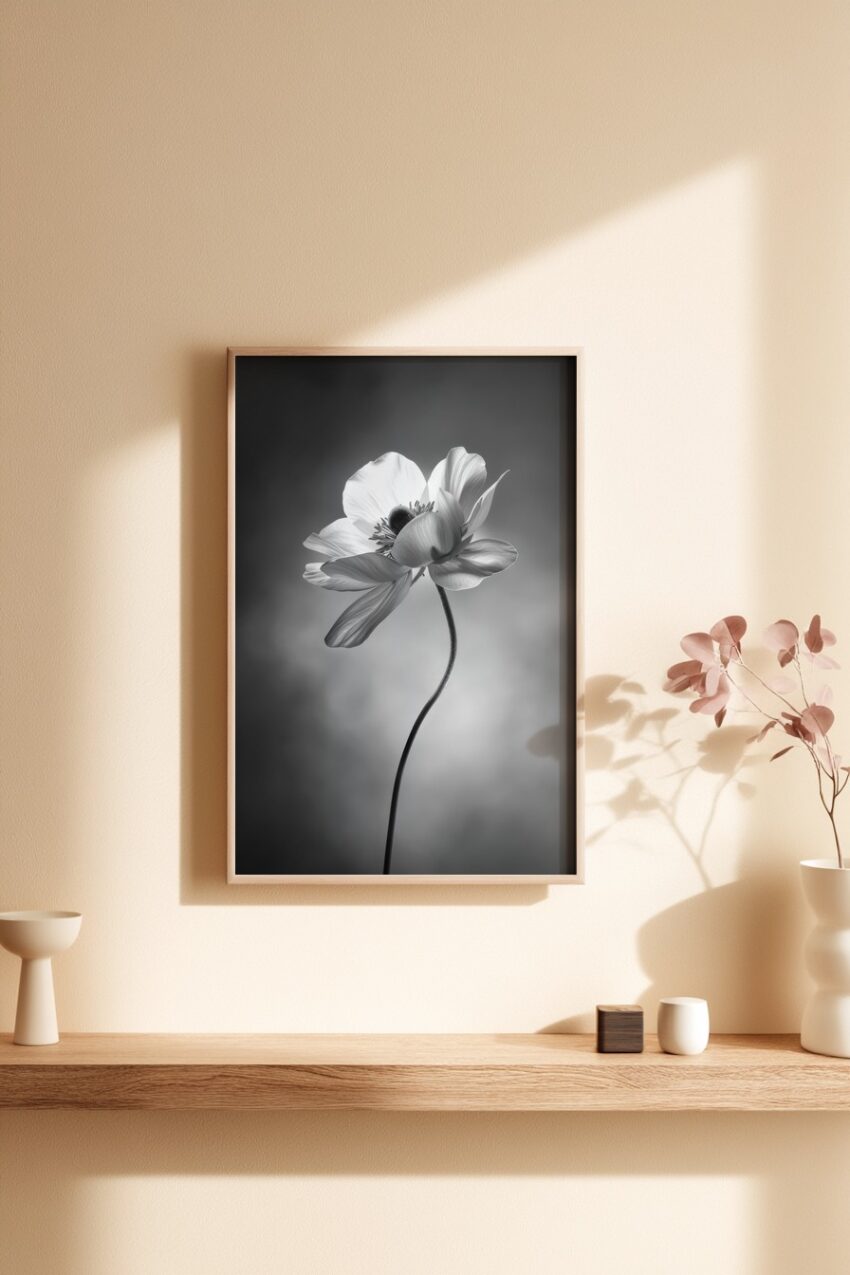Fotografie Poster Anemone schwarz-weiß minimalistisch