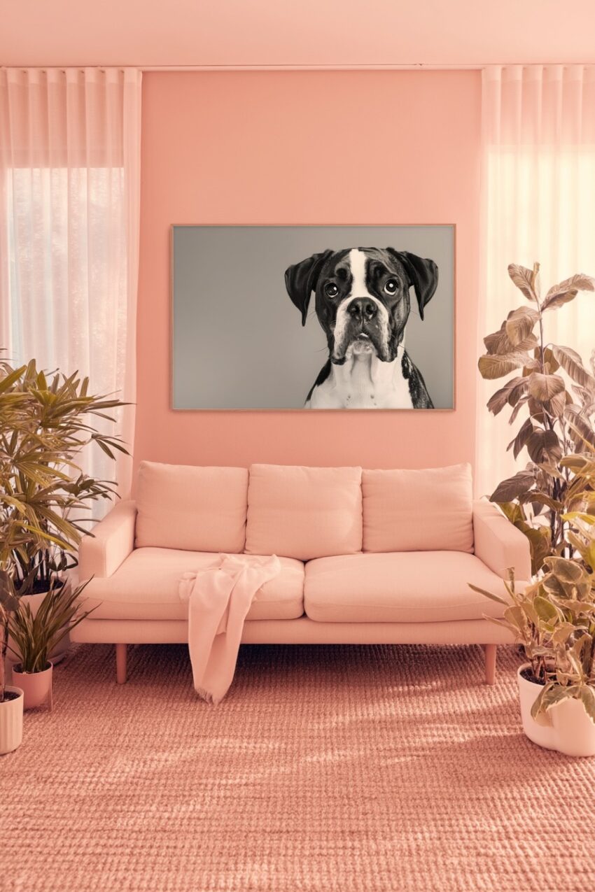 Fotografie Poster Boxer Hund schwarz-weiß nahaufnahme