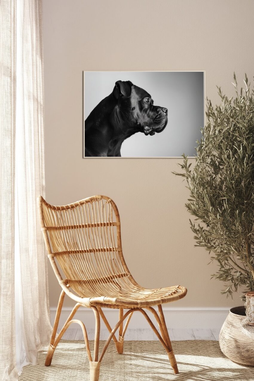 Fotografie Poster Hund Profil schwarz-weiß