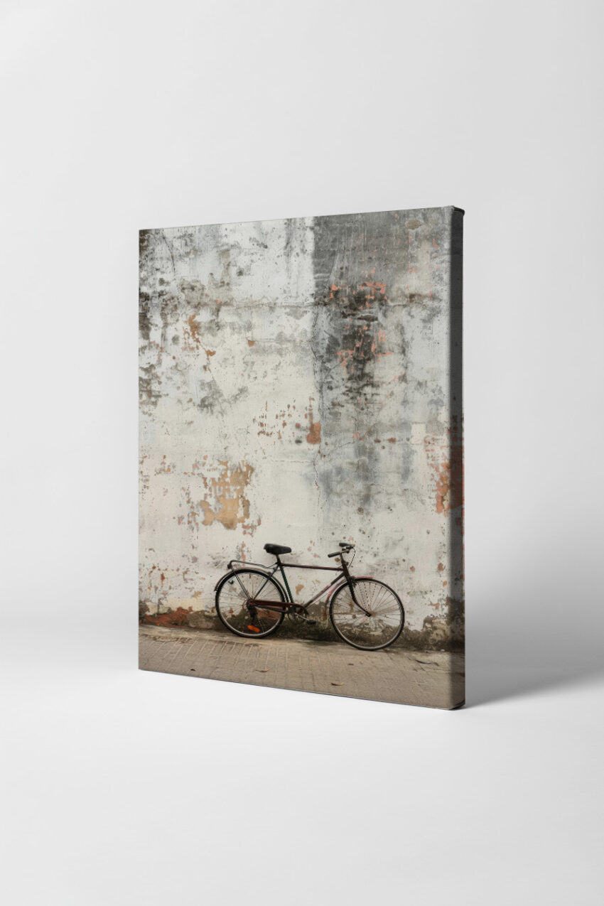Fotografie Poster Fahrrad Wand verwittert urban grau braun