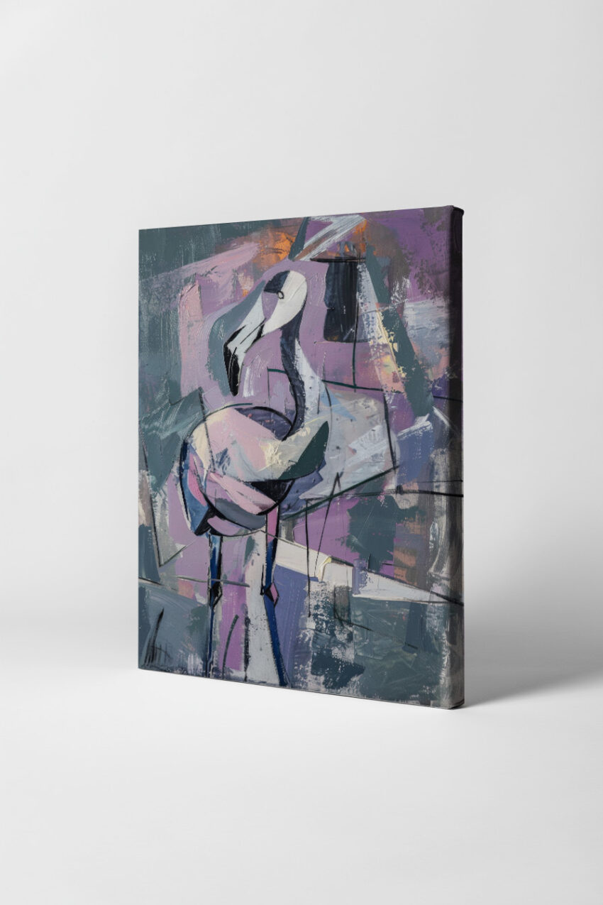 Abstrakt Poster Flamingo springbeine blau violett