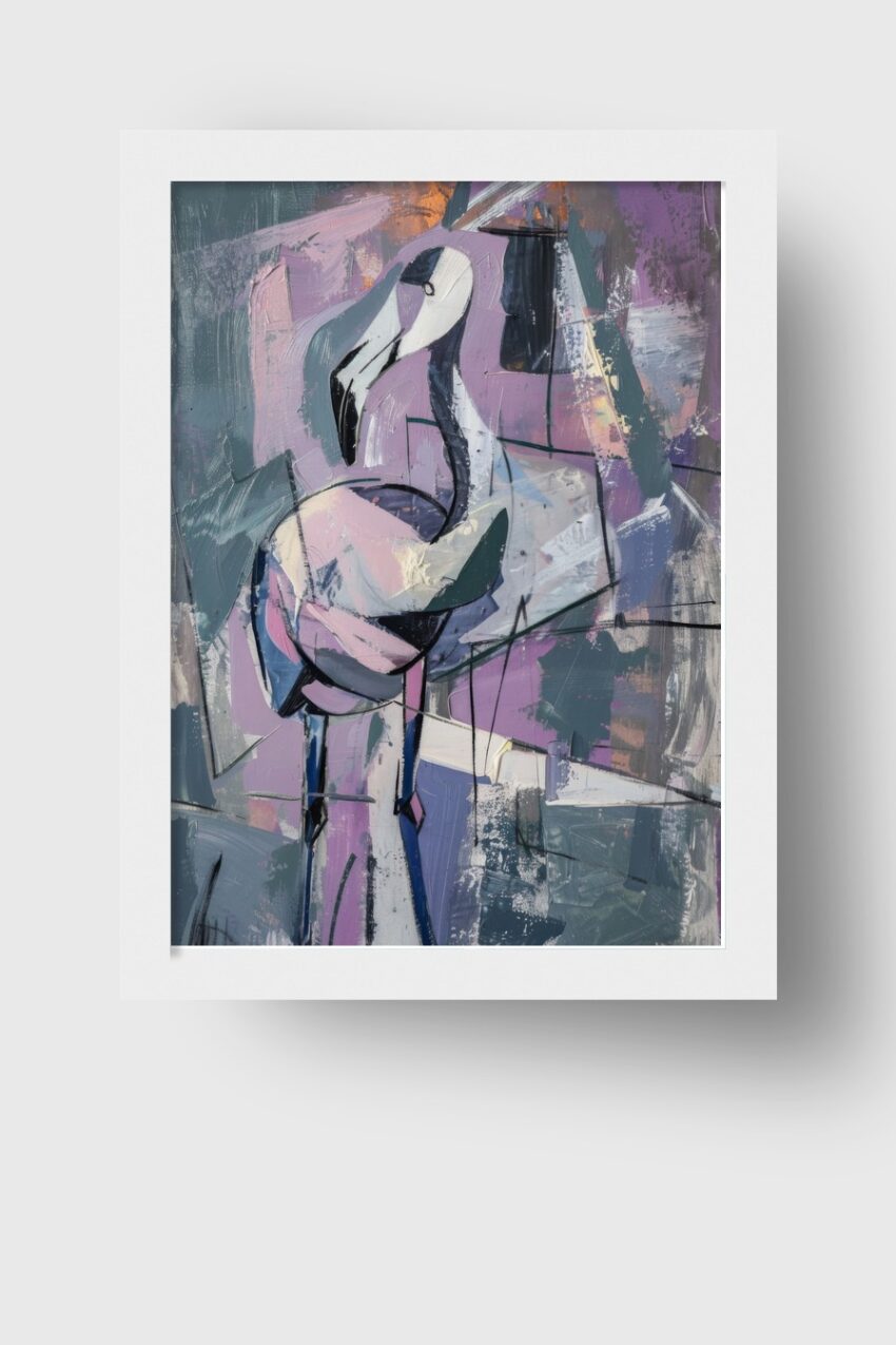 Abstrakt Poster Flamingo springbeine blau violett