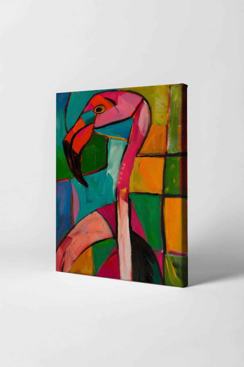 Digitale Kunst Poster Flamingo Kopf farbig kräftig