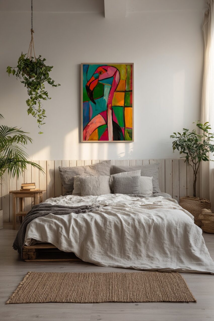 Digitale Kunst Poster Flamingo Kopf farbig kräftig