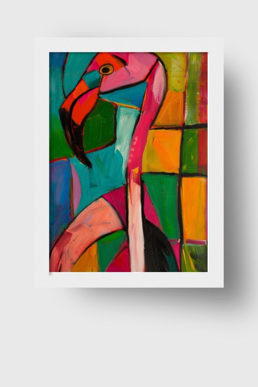 Digitale Kunst Poster Flamingo Kopf farbig kräftig