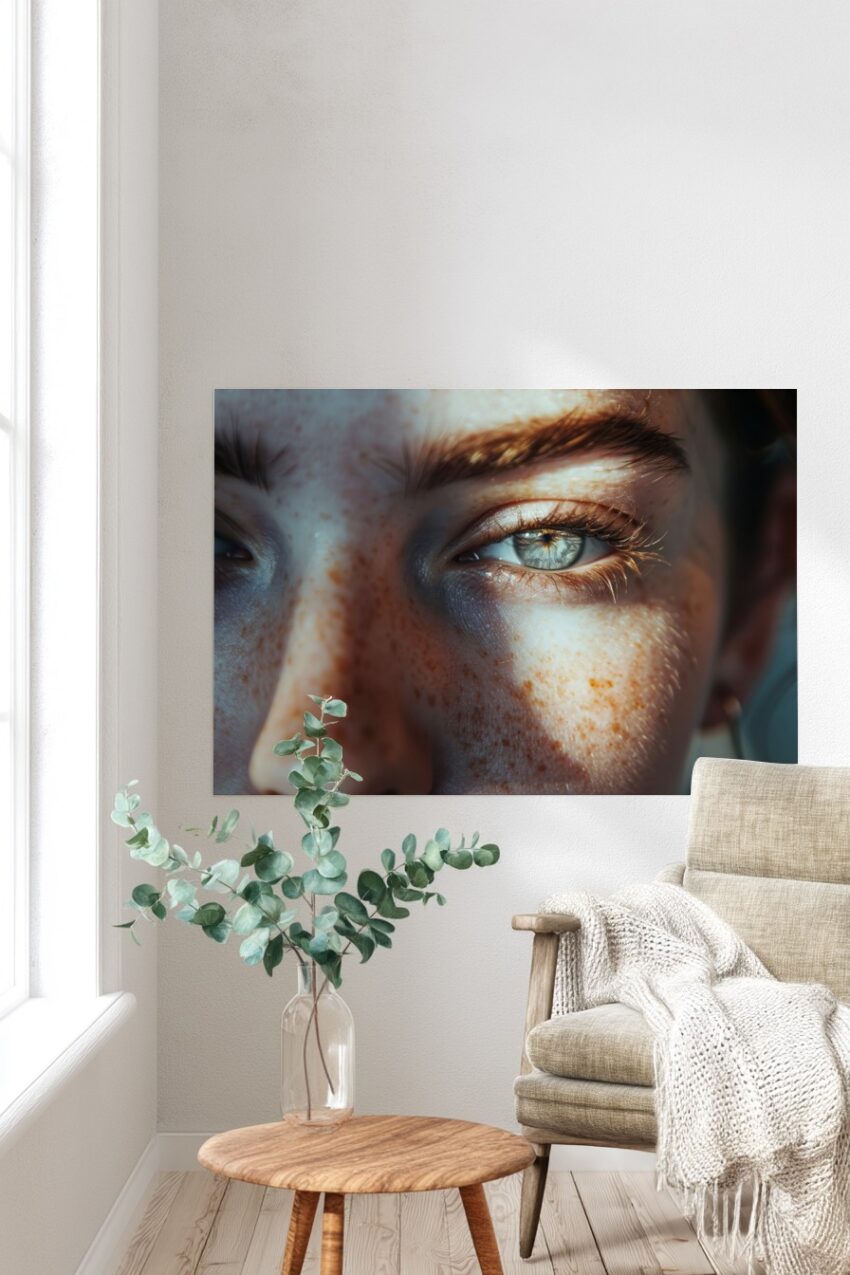 Fotografie Poster Auge intensiv Nahaufnahme blau grün