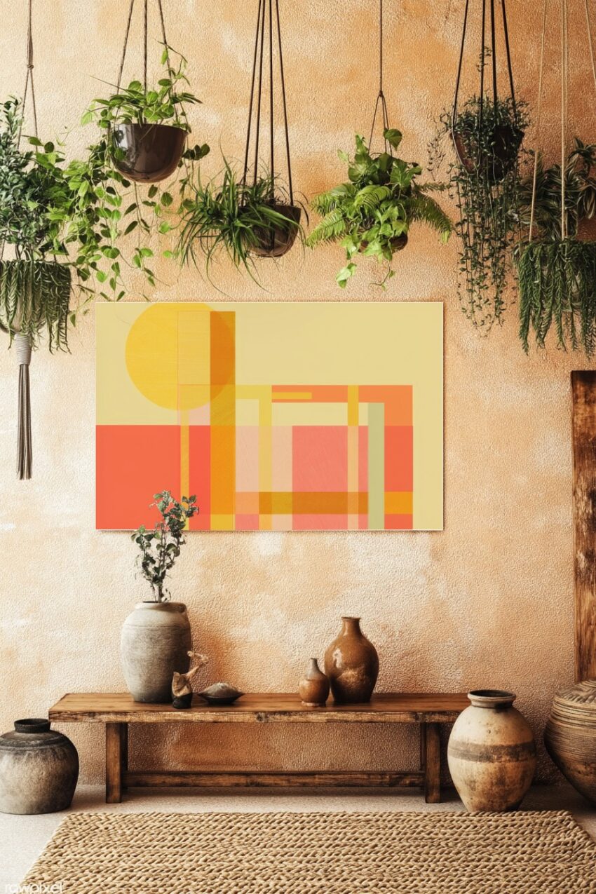 Abstrakt Poster Sonne Rechtecke gelb rot