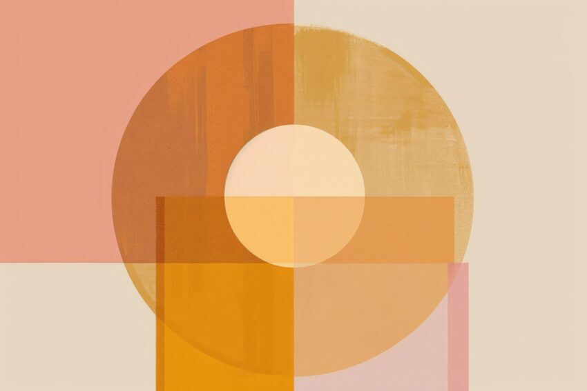 Abstrakt Poster Kreis warm orange beige minimalistisch