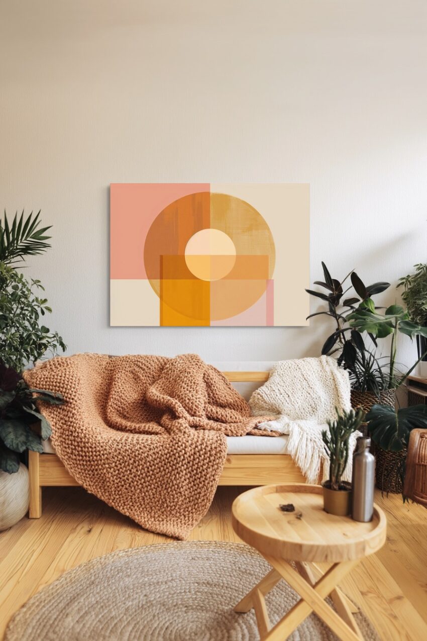 Abstrakt Poster Kreis warm orange beige minimalistisch