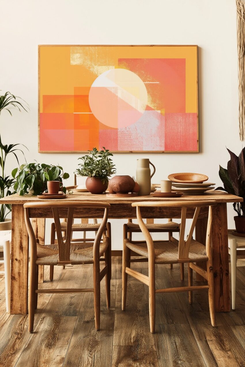 Abstrakt Poster Sonne orange pink geometrisch Schatten