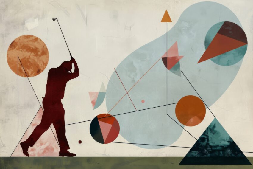 Abstrakt Poster Golfer schwarz rot geometrisch