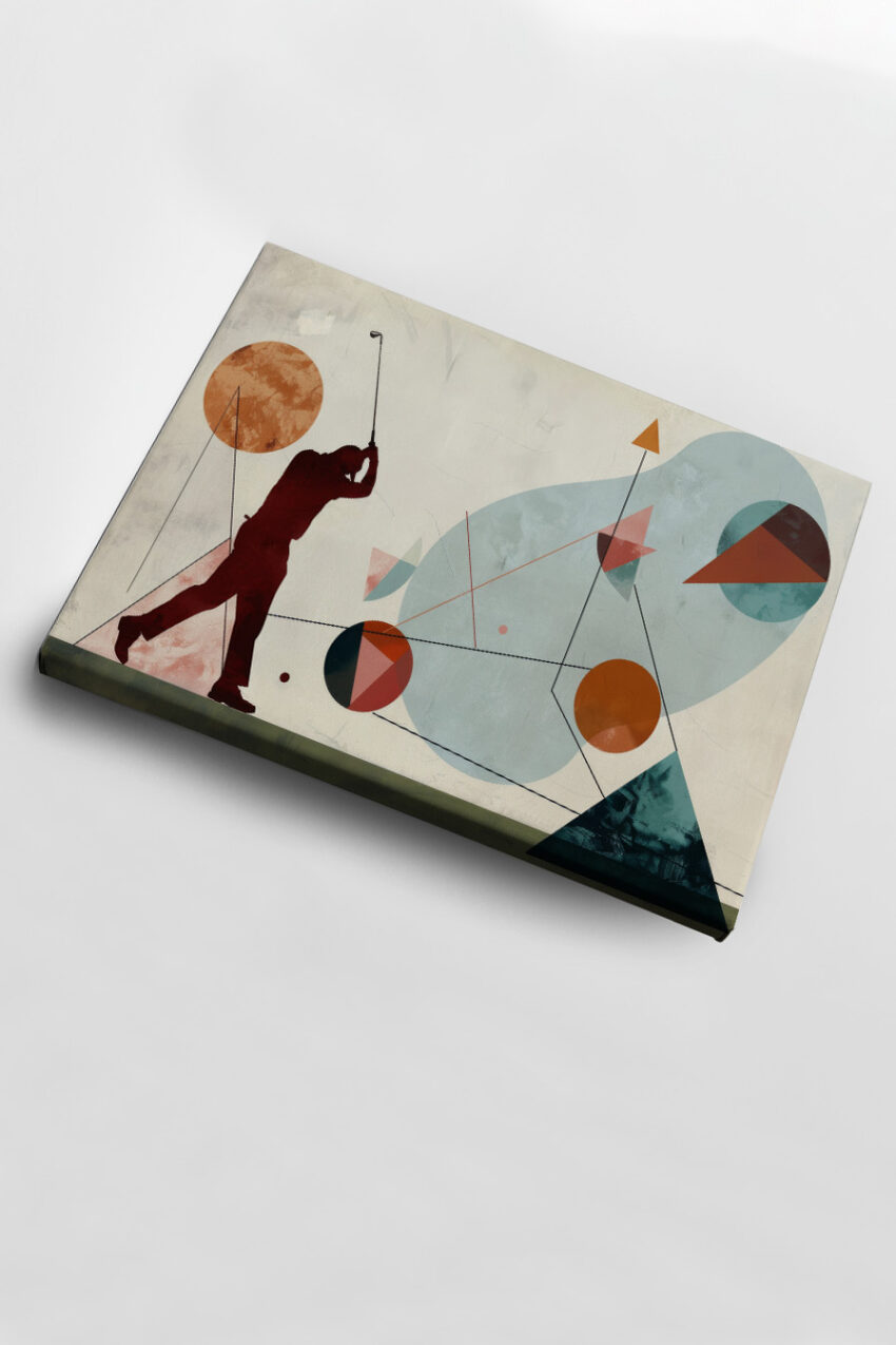 Abstrakt Poster Golfer schwarz rot geometrisch