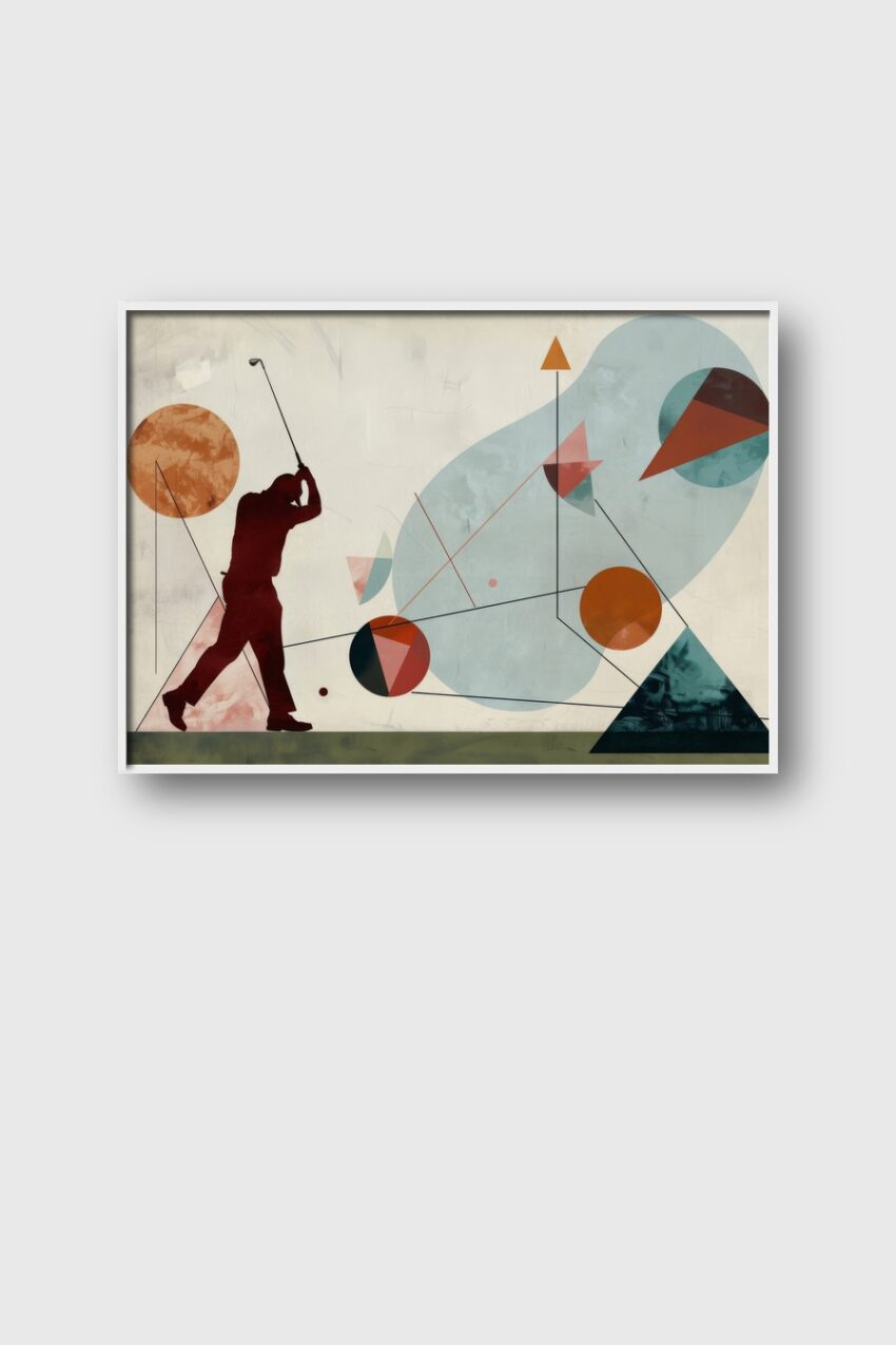 Abstrakt Poster Golfer schwarz rot geometrisch