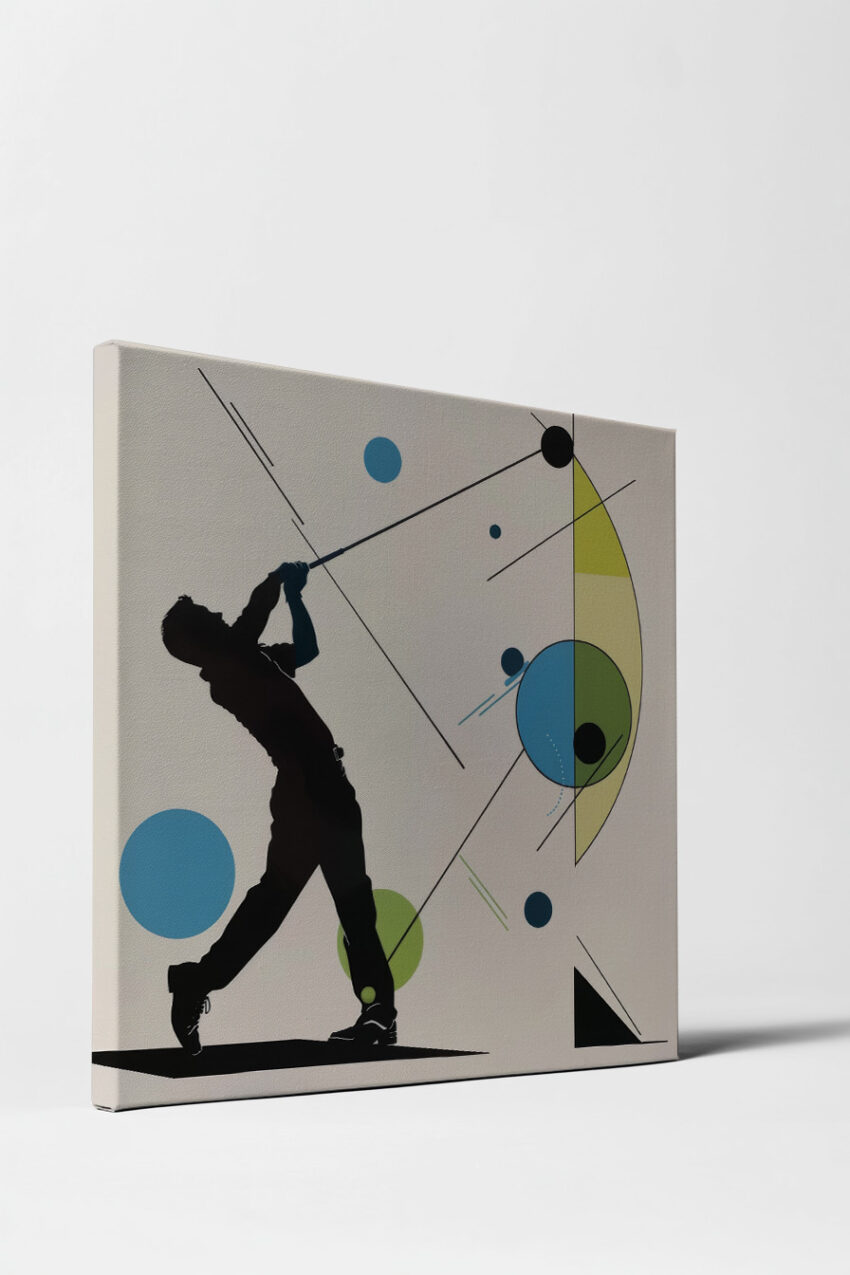 Grafik Poster Golfer Silhouette blau grün minimalistisch
