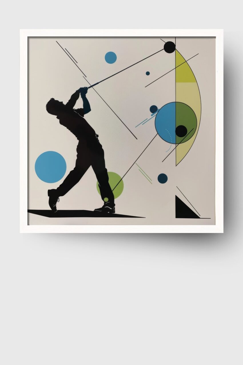 Grafik Poster Golfer Silhouette blau grün minimalistisch