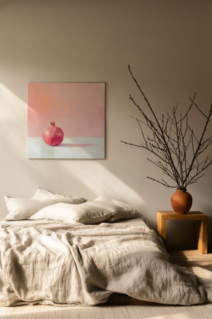 Malerei Poster Granatapfel glänzend rosa