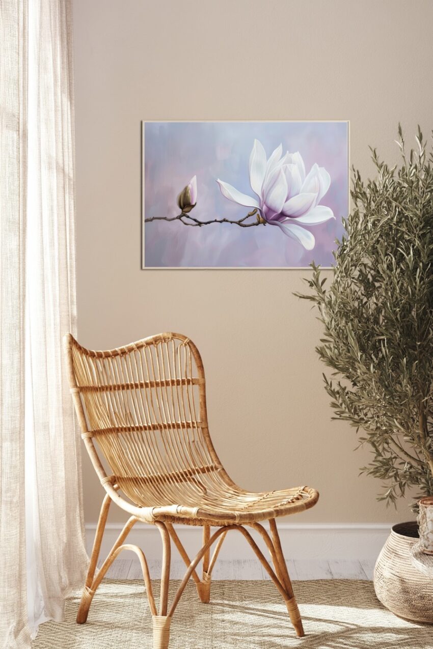 Fotografie Poster Magnolie zart weiß rosa