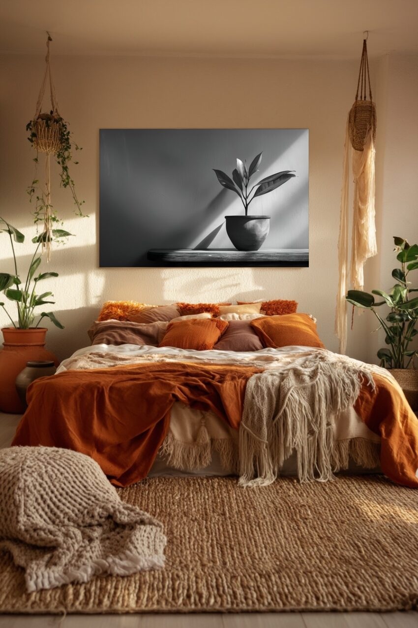 Fotografie Poster Pflanze minimalistisch schwarz-weiß