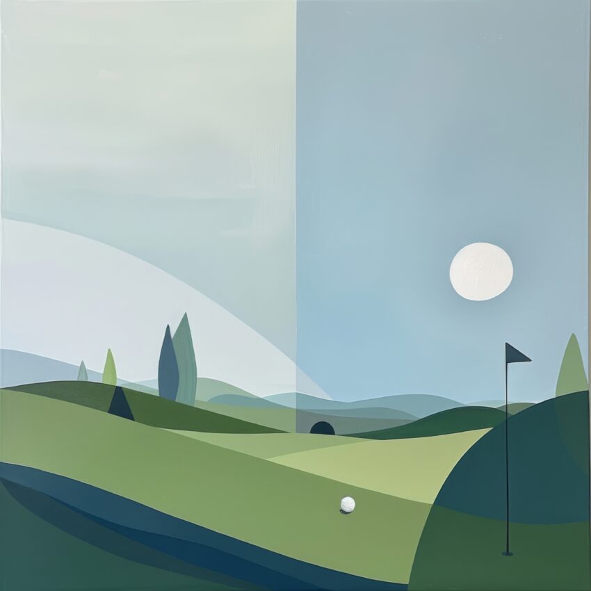 Grafik Poster Golfplatz minimalistisch grün blau