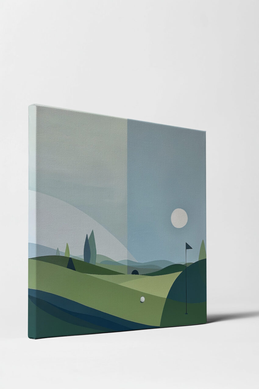 Grafik Poster Golfplatz minimalistisch grün blau