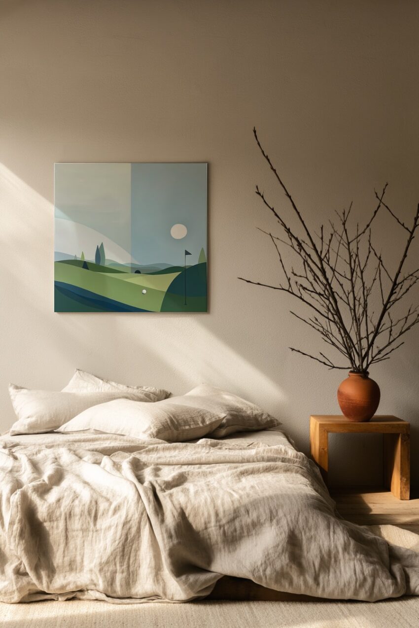 Grafik Poster Golfplatz minimalistisch grün blau
