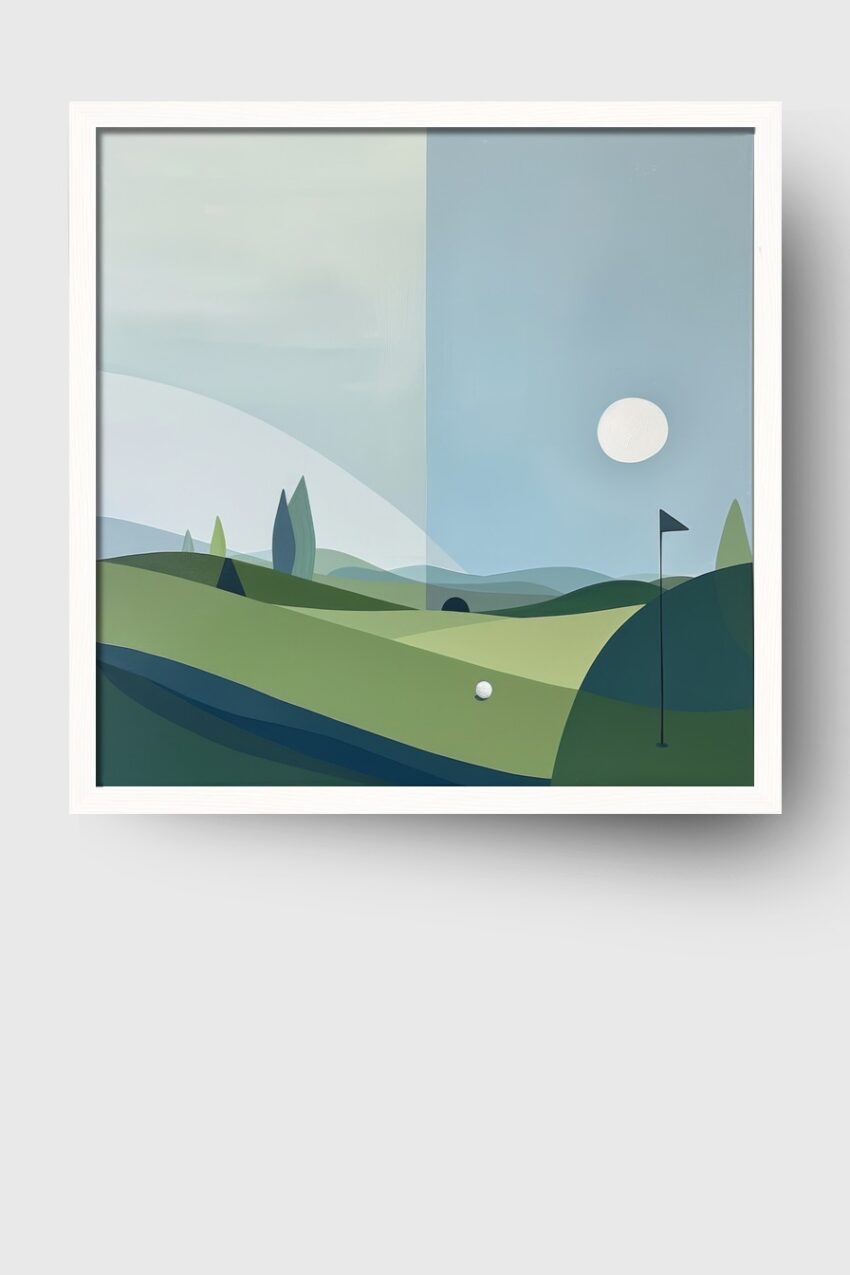 Grafik Poster Golfplatz minimalistisch grün blau