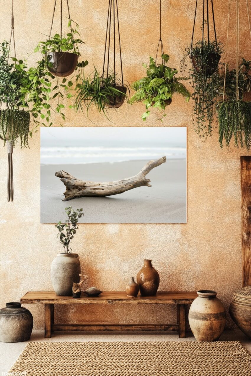 Fotografie Poster Treibholz Strand Sand naturfarben