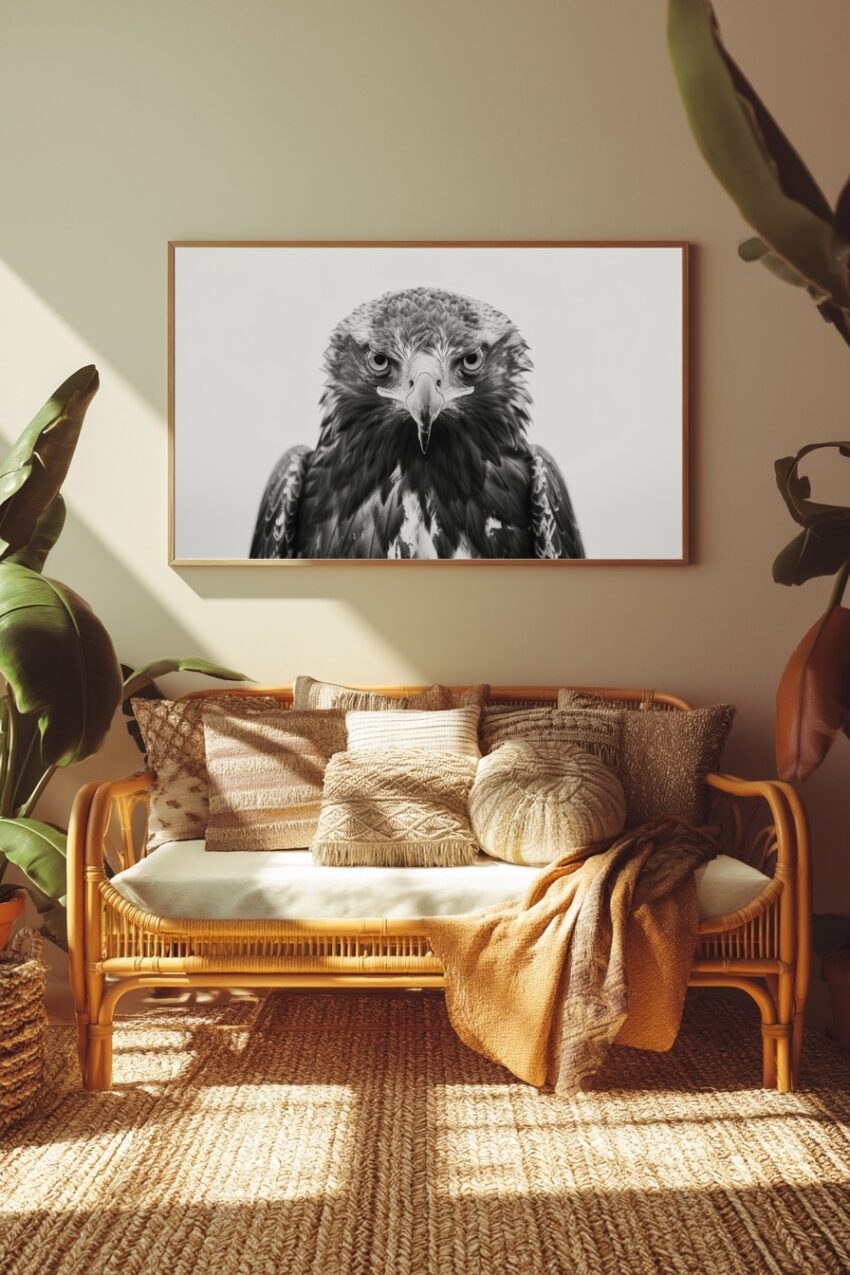 Fotografie Poster Adler Blick Schwarz-Weiß intensiv