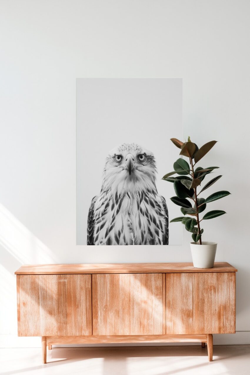 Fotografie Poster Adler intensiver Blick schwarz-weiß