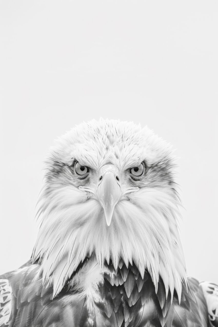 Fotografie Poster Adler Weißkopf Nahaufnahme schwarz-weiß