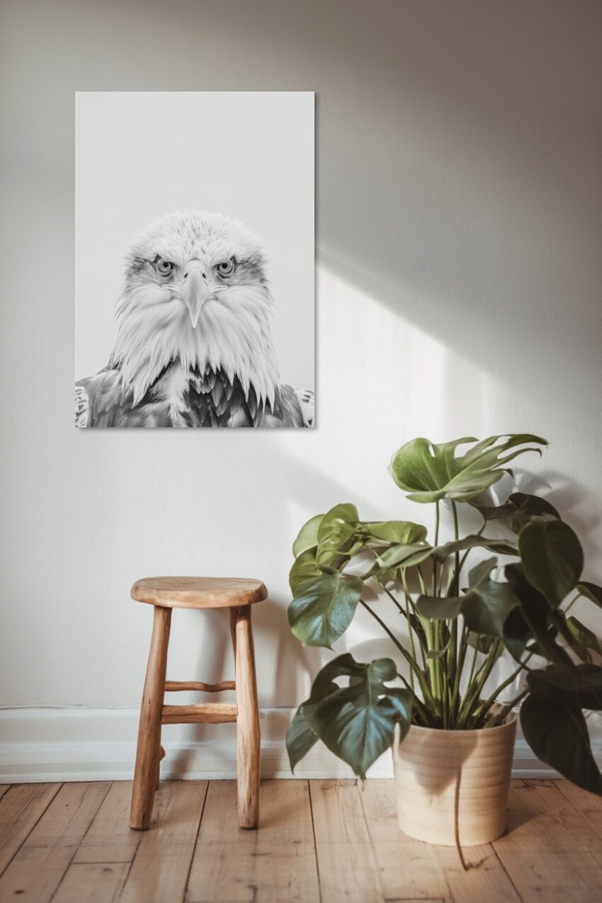 Fotografie Poster Adler Weißkopf Nahaufnahme schwarz-weiß
