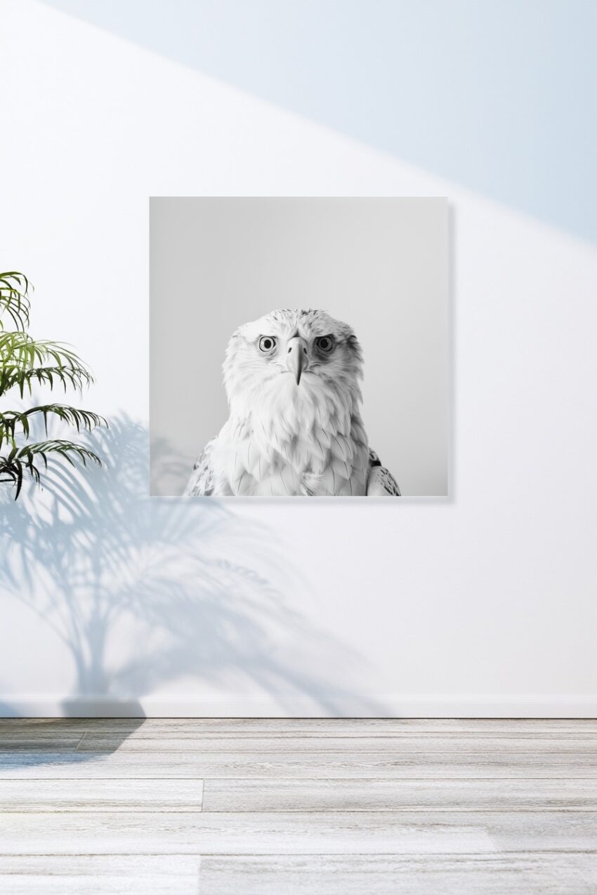 Fotografie Poster Falke schwarz-weiß Nahaufnahme