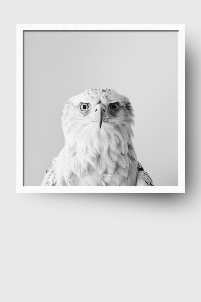 Fotografie Poster Falke schwarz-weiß Nahaufnahme