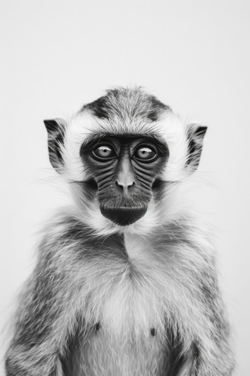 Fotografie Poster Schimpanse Porträt schwarz-weiß klar