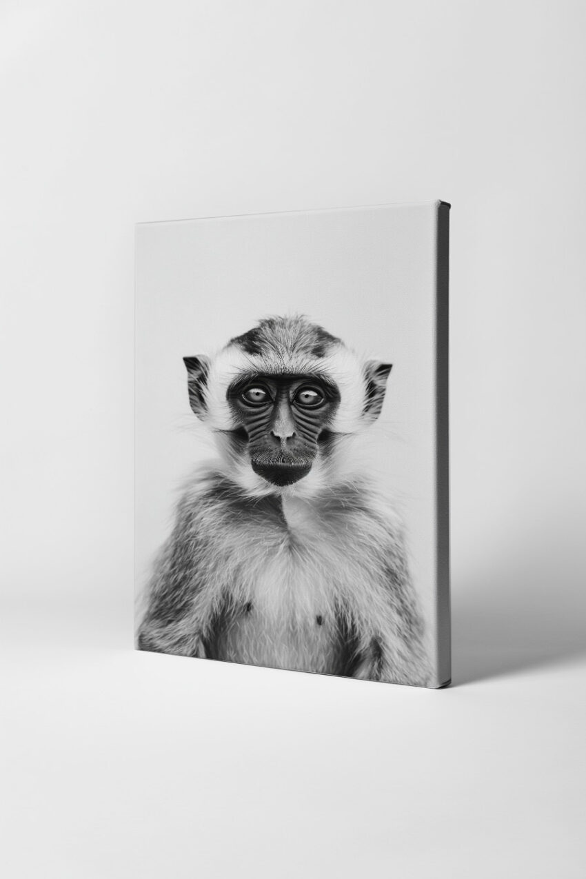 Fotografie Poster Schimpanse Porträt schwarz-weiß klar