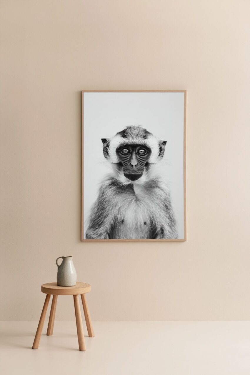 Fotografie Poster Schimpanse Porträt schwarz-weiß klar