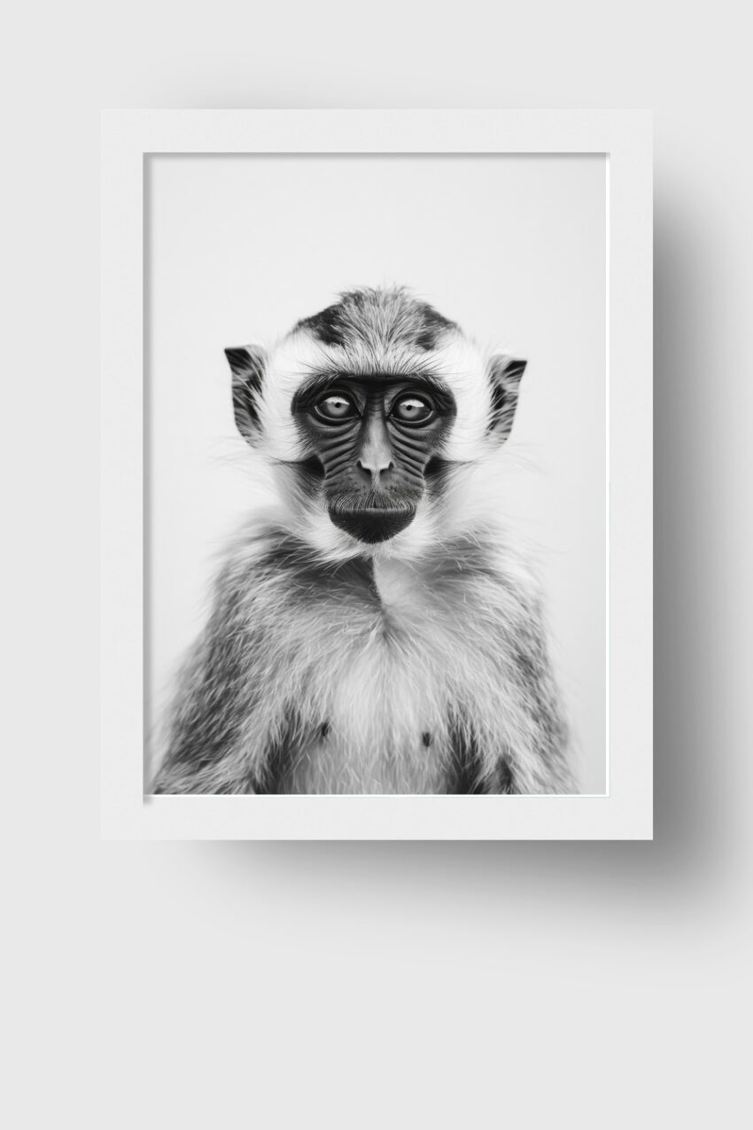 Fotografie Poster Schimpanse Porträt schwarz-weiß klar