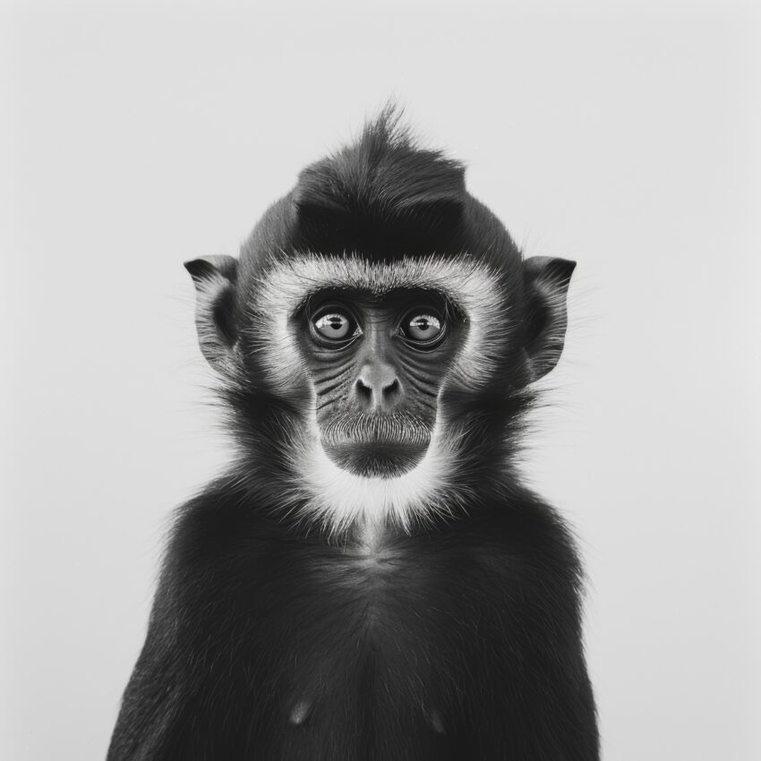 Fotografie Poster Schimpanse Porträt schwarz-weiß intensiv