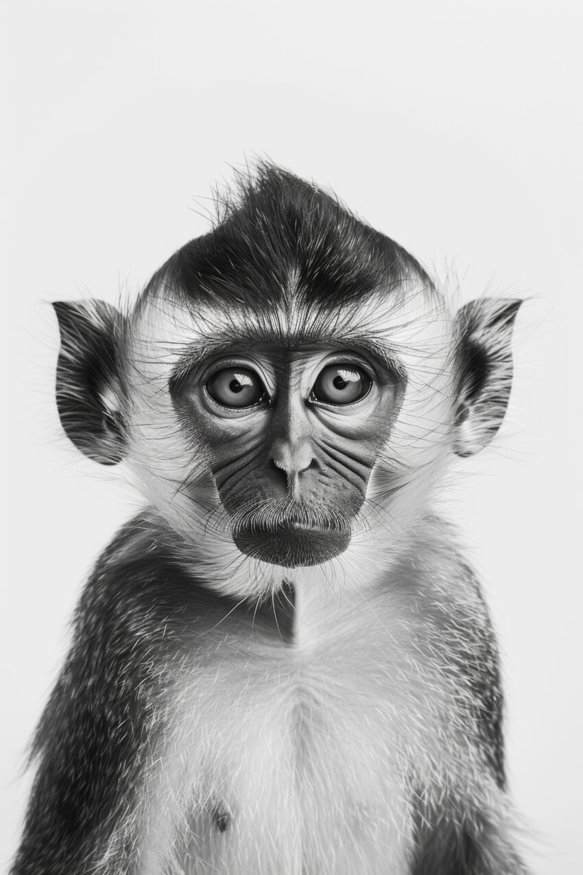 Fotografie Poster Pavian Nahaufnahme Schwarz-Weiß