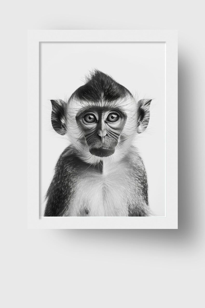 Fotografie Poster Pavian Nahaufnahme Schwarz-Weiß